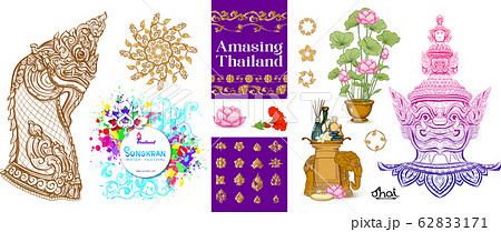 Collection of clip art of traditional thai elements for design. Collection of clip art of traditional thai elements for design. 62833171