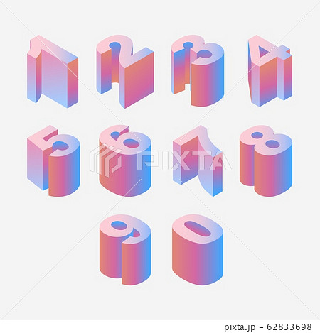 Blue and ink isometric numbers sequence from one 62833698