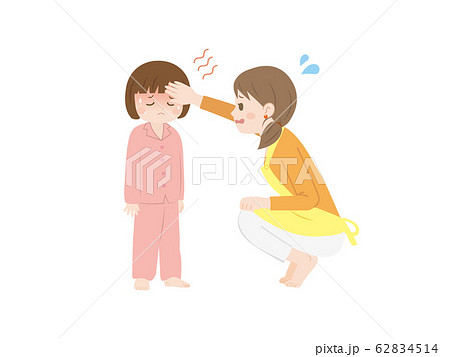 熱が出る女の子のイラスト 熱が出る女の子のイラスト 62834514