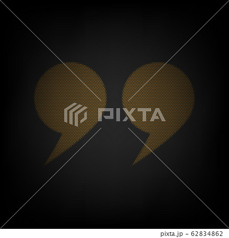 Quotation Mark Symbol. Icon as grid of small orange light bulb in darkness. Illustration. 62834862