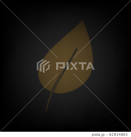 Leaf sign. Icon as grid of small orange light bulb in darkness. Illustration. Leaf sign. Icon as grid of small orange light bulb in darkness. Illustration. 62834863