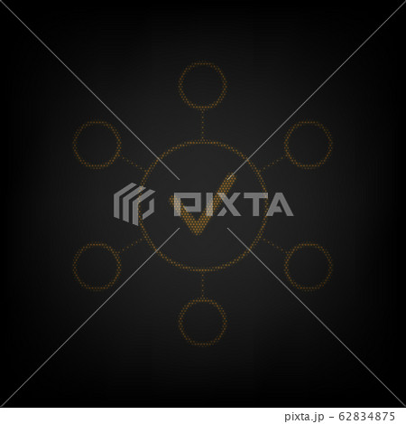 Infographic sign. Icon as grid of small orange light bulb in darkness. Illustration. Infographic sign. Icon as grid of small orange light bulb in darkness. Illustration. 62834875