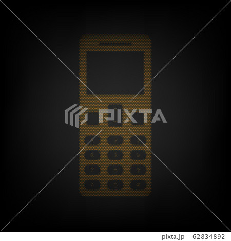 Smartphone sign. Icon as grid of small orange light bulb in darkness. Illustration. 62834892
