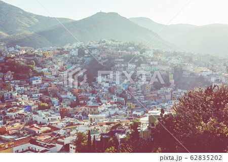 Guanajuato City historic center. Colorful homes built on hillside. Guanajuato State, Mexico. Guanajuato City historic center. Colorful homes built on hillside. Guanajuato State, Mexico. 62835202