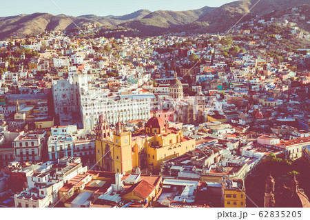 Guanajuato City historic center. Colorful homes built on hillside. Guanajuato State, Mexico. Guanajuato City historic center. Colorful homes built on hillside. Guanajuato State, Mexico. 62835205