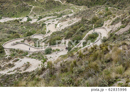 Lake Quilotoa. Panorama of the turquoise volcano crater lagoon of Quilotoa Lake Quilotoa. Panorama of the turquoise volcano crater lagoon of Quilotoa 62835996