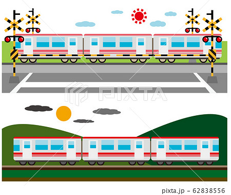 踏切 電車 列車 鉄道 アイコンのイラスト素材