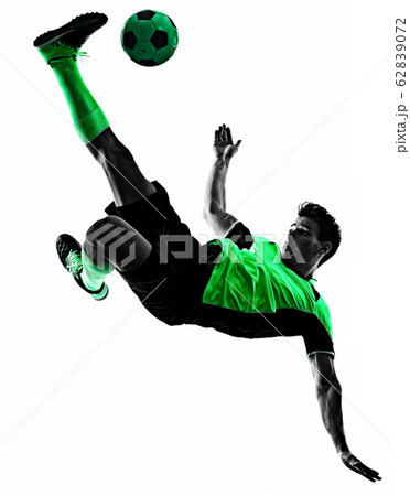 young soccer player man silhouette shadow isolated white background 62839072