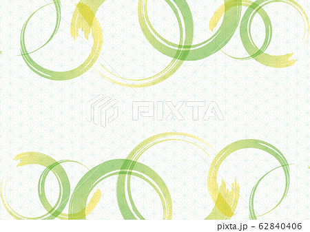 和柄と円 背景 麻の葉 黄緑のイラスト素材