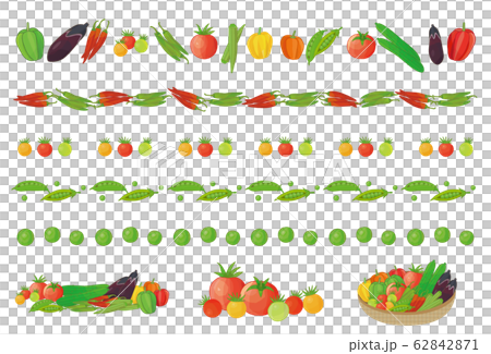 夏野菜 セット ラインのイラスト素材