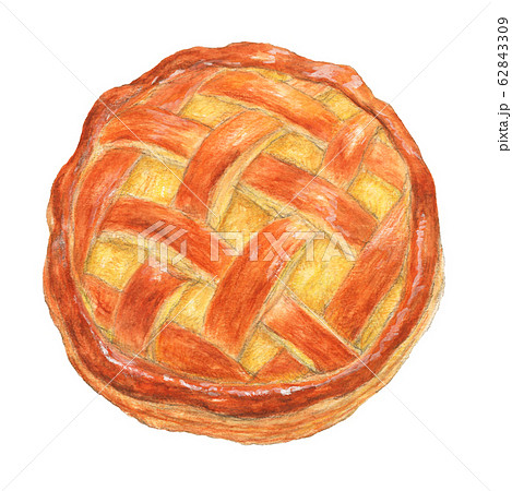 アップルパイ 焼き菓子 手描き 水彩のイラスト素材