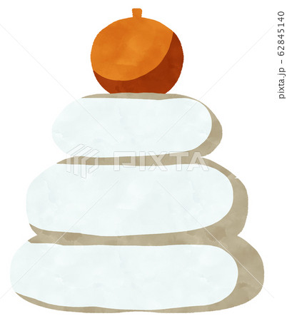 鏡もち 丸餅 年賀状素材 正月イメージのイラスト素材