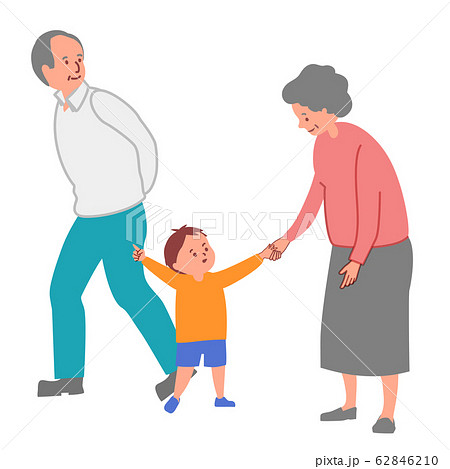 孫と祖父母　お出かけ　散歩　外出 62846210