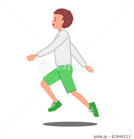 スキップをする男の子のイラスト素材