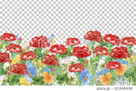 カーネーションと春の花のイラスト素材