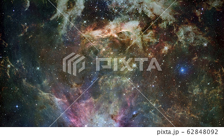 Colored nebula and open cluster of stars in the 62848092