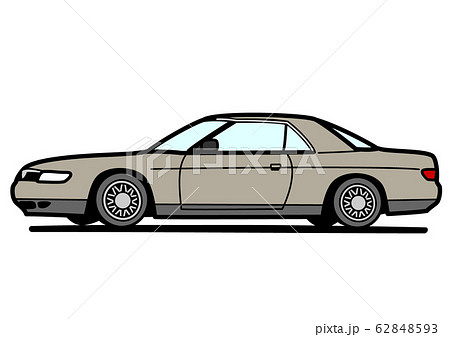 国産ラグジュアリークーペ　グレー系　自動車イラスト 62848593