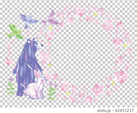 春　桜　動物　フレーム 62851217