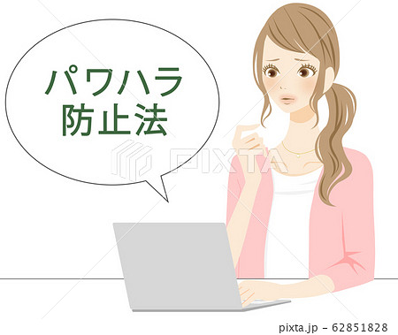 労働施策総合推進法　パワハラについて調べる女性　パソコン　若い会社員　仕事 62851828