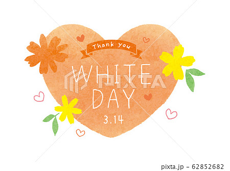 ホワイトデーのロゴ  水彩風ハート型オレンジ 62852682