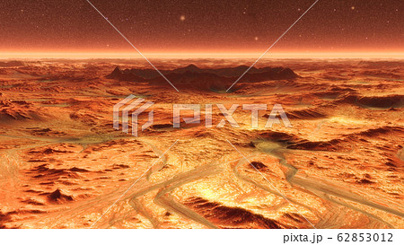 Mars Planet Surface With Dust Blowing. 3d illustration 62853012