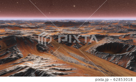 Mars Planet Surface With Dust Blowing. 3d illustration Mars Planet Surface With Dust Blowing. 3d illustration 62853018
