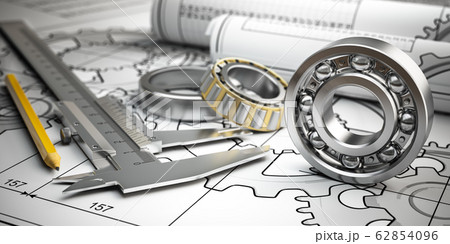 Bearings with trammel and pencil on technical 62854096