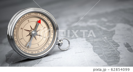 Compass on vintage old map.  Travel geography 62854099
