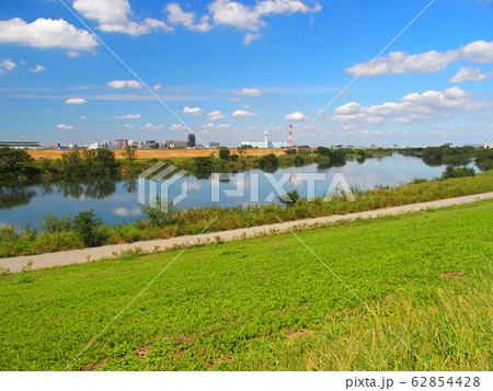 秋の江戸川と河川敷風景 秋の江戸川と河川敷風景 62854428