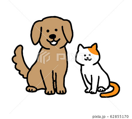 犬と猫 シンプル のイラスト素材