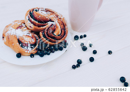 Rustic with black current berry pie on white 62855642