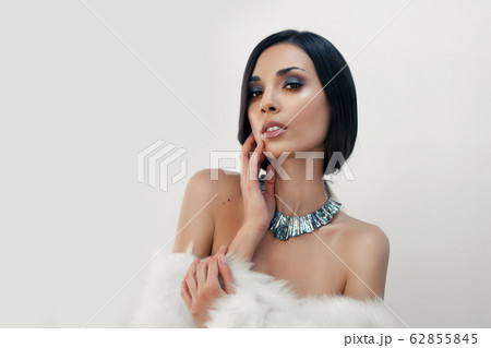 Portrait of a beautiful young Caucasian girl with 62855845