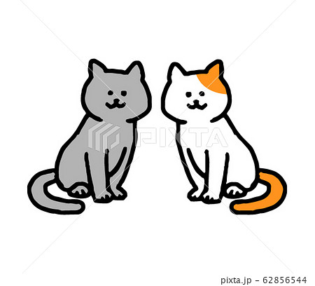 猫２匹 シンプル のイラスト素材