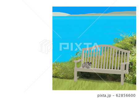 ねこがいる湖畔の風景のイラスト ねこがいる湖畔の風景のイラスト 62856600