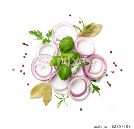 Sliced Red Onion or Purple Onion Rings Isolated Sliced Red Onion or Purple Onion Rings Isolated 62857508