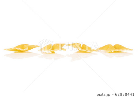 Yellow farfalle pasta isolated on white 62858441