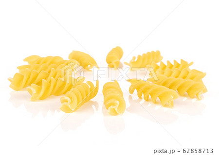 Yellow fusilli pasta isolated on white 62858713