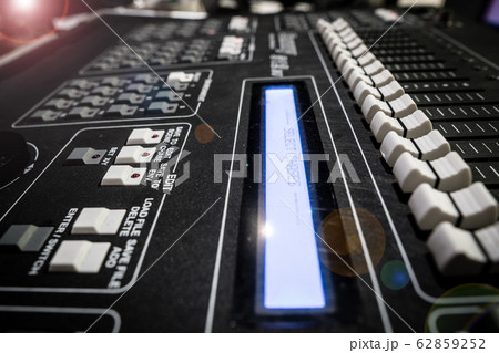 Sound Mixer Board with button to adjust detail Sound Mixer Board with button to adjust detail 62859252