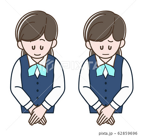 お辞儀をする制服の女性_セット 62859696