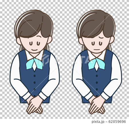 お辞儀をする制服の女性_セット 62859696