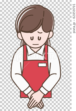 Woman in apron bowing - Stock Illustration [62859701] - PIXTA