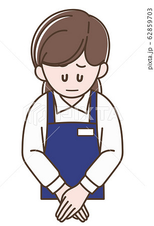 お辞儀をするエプロンの女性 62859703