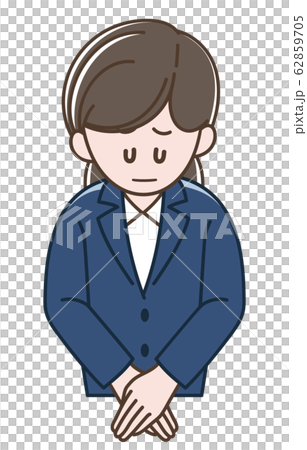 A woman in a suit to bow 62859705