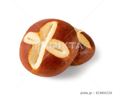 Round Brown Easter Bun Isolated on White 62860230
