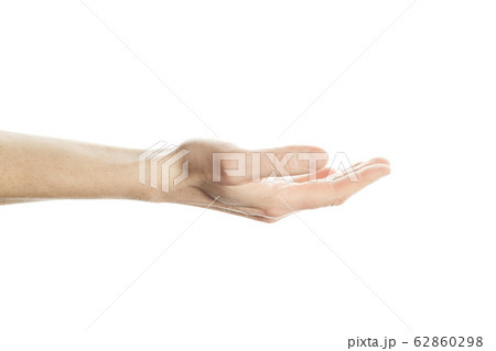 Empty taking hand isolated on white 62860298
