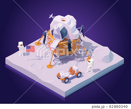 Vector isometric astronauts on Moon mission Vector isometric astronauts on Moon mission 62860340