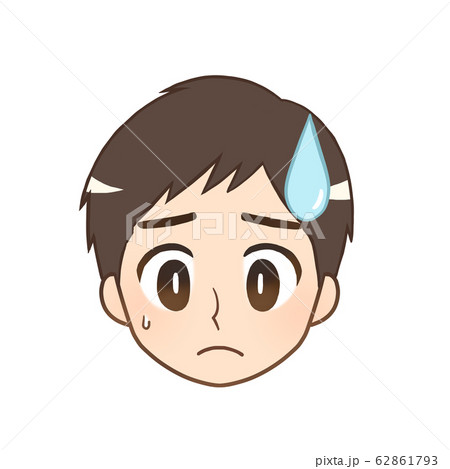 男性の表情　アイコン(困る汗) 62861793