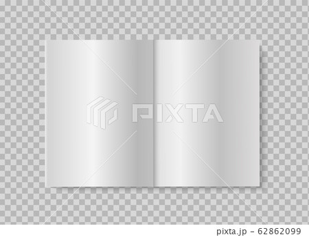 Open book or magazine. Realistic mock up blank pages on transparent background. Vector illustration of spread brochure or booklet 62862099