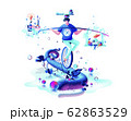 inner balance in hand harmony between family household and work job time managementman circus performer riding unicycle rope 62863529