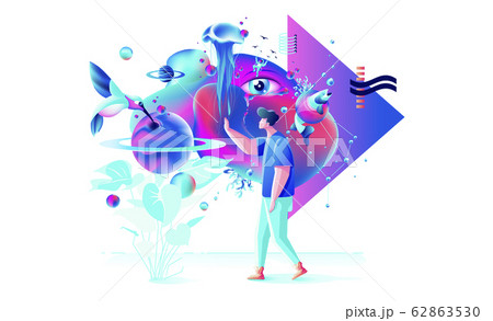 Abstract Xtreme colorful illustration VR technology man gamer cyberpower virtual reality 62863530